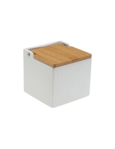 Salière avec couvercle Versa Blanc Céramique Bambou Dolomite 11 x 11 x 11 cm 2