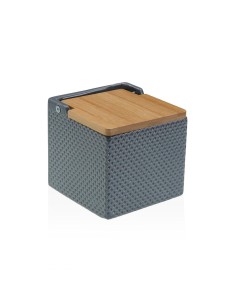 Salière avec couvercle Versa Gris Céramique Bambou Dolomite 11 x 11 x 11 cm