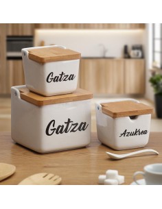 Salière avec couvercle Versa GATZA Céramique 8,8 x 8,5 x 8,8 cm 2