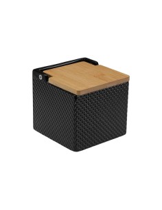 Salière avec couvercle Versa Noir Céramique Bambou Dolomite 11 x 11 x 11 cm 2