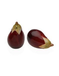Salière et Poivrière Versa Céramique Dolomite Aubergine 8,5 X 5,3 X 5,1 CM
