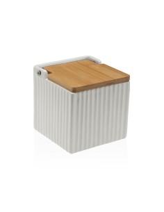Salière avec couvercle Versa Blanc Céramique Bambou Dolomite 11 x 11 x 11 cm