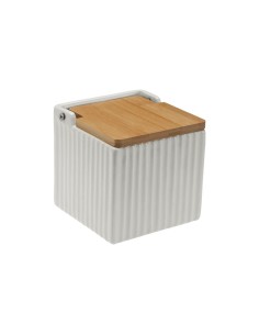 Salière avec couvercle Versa Blanc Céramique Bambou Dolomite 11 x 11 x 11 cm 2
