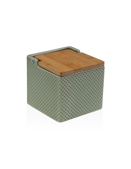 Salière avec couvercle Versa Vert Céramique Bambou Dolomite 11 x 11 x 11 cm