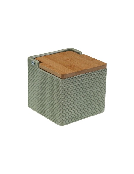 Salière avec couvercle Versa Vert Céramique Bambou Dolomite 11 x 11 x 11 cm