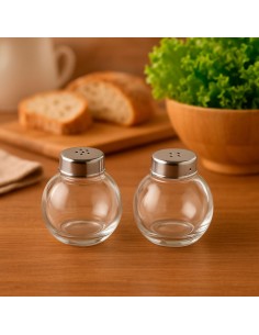 Salière et Poivrière Versa Métal Verre 2