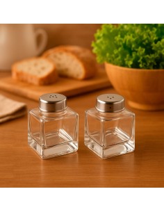 Salière et Poivrière Versa Métal Verre 2