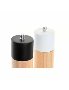 Salière-Poivrière DKD Home Decor 5 x 5 x 16 cm Céramique Noir Bois d'hévéa Blanc (2 Unités) 2
