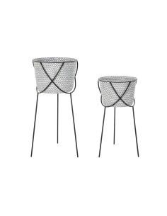 Set de pots DKD Home Decor Noir Gris Métal Fer Carré 30 x 40 cm 37 x 37 x 82 cm (2 Unités)