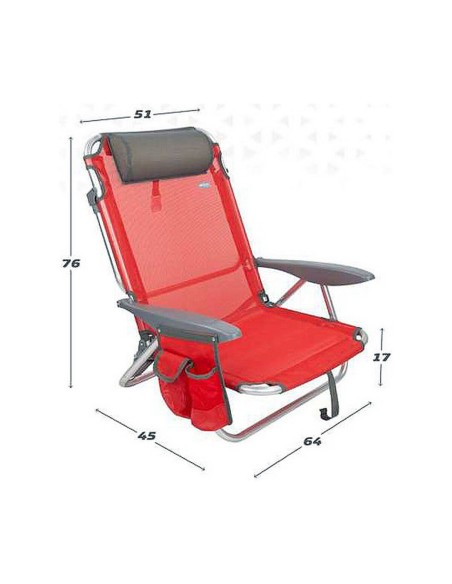 Chaise de Plage Aktive Rouge 51 x 45 x 76 cm
