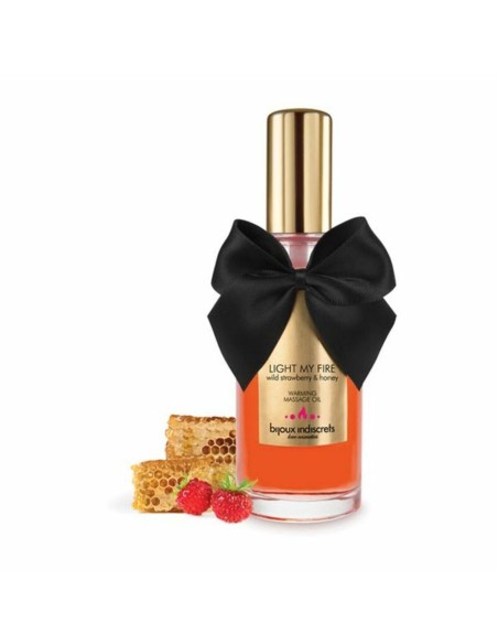 Huile de massage érotique Bijoux Cosmetiques Light My Fire 100 ml Fraise Effet chaleur