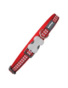 Collier pour Chien Red Dingo Réfléchissant Os Rouge (1,5 x 24-36 cm)