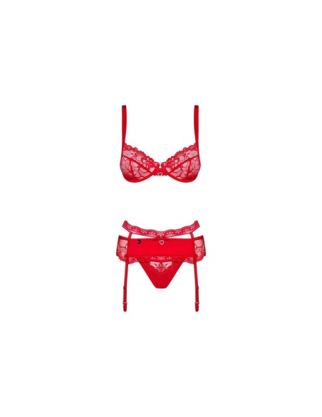 Ensemble de Lingerie en Dentelle Obsessive Heartina Rouge L/XL