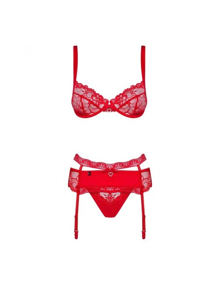 Ensemble de Lingerie en Dentelle Obsessive Heartina Rouge L/XL