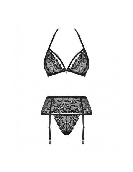 Ensemble de Lingerie en Dentelle Obsessive 838-SEG-1 Noir S/M