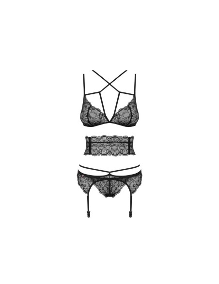 Ensemble de Lingerie en Dentelle Obsessive Frivolla Noir S/M