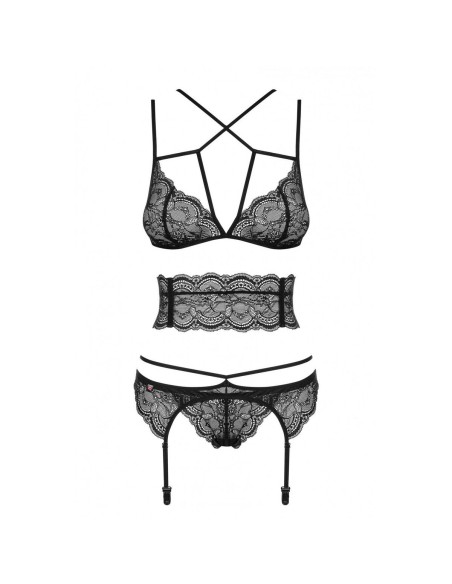 Ensemble de Lingerie en Dentelle Obsessive Frivolla Noir S/M