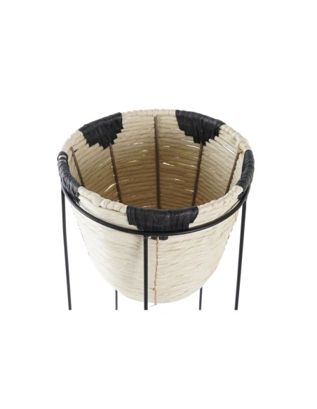 Cache-pot DKD Home Decor Naturel Noir Métal Colonial Fibre (30 x 30 x 62 cm)