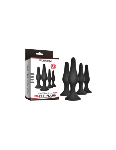 Plug Anal VSCNOVELTY Noir Silicone Lot 4 Pièces