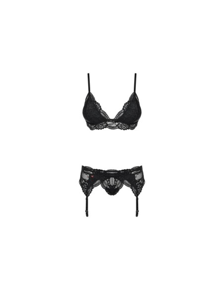 Ensemble de Lingerie en Dentelle Obsessive 810-SEG-1 Noir L/XL