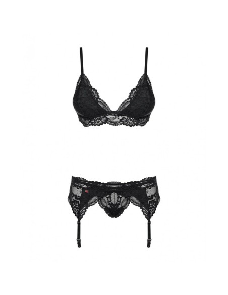 Ensemble de Lingerie en Dentelle Obsessive 810-SEG-1 Noir L/XL