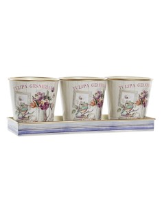 Set de pots DKD Home Decor Rose Doré PVC Aluminium Shabby Chic 38 x 13 x 14 cm (3 Pièces)