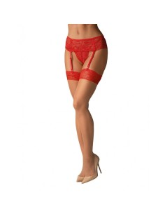 Bas avec porte jarretelles Obsessive 838-STO-3 Rouge L/XL 2