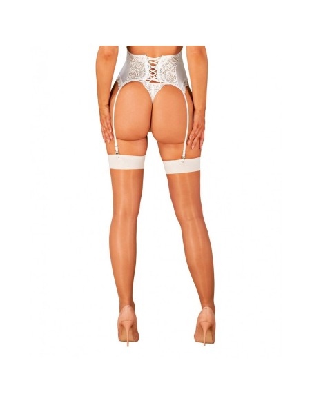 Bas avec porte jarretelles Obsessive S814 Blanc S/M