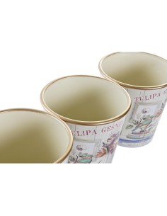 Set de pots DKD Home Decor Rose Doré PVC Aluminium Shabby Chic 38 x 13 x 14 cm (3 Pièces) 2