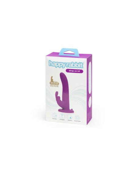 Vibromasseur Lapin Happy Rabbit Strap-On Harness Set Purple 12,7 cm