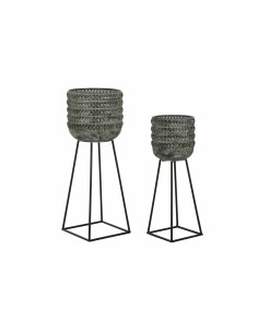Set de pots de fleurs DKD Home Decor Usé 32 x 32 x 84 cm Métal (2 Unités)