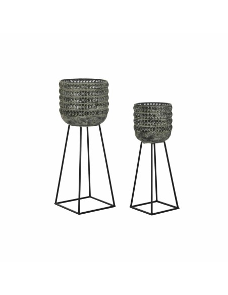 Set de pots de fleurs DKD Home Decor Usé 32 x 32 x 84 cm Métal (2 Unités)