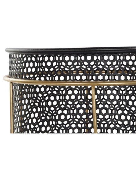 Set de pots de fleurs DKD Home Decor Noir Doré Métal Loft 36 x 36 x 58 cm