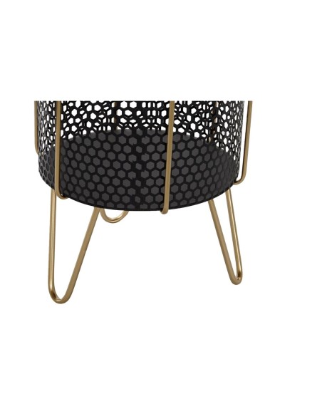 Set de pots de fleurs DKD Home Decor Noir Doré Métal Loft 36 x 36 x 58 cm