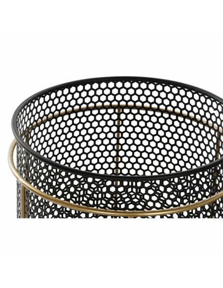 Set de pots de fleurs DKD Home Decor Noir Doré Métal Loft 36 x 36 x 58 cm