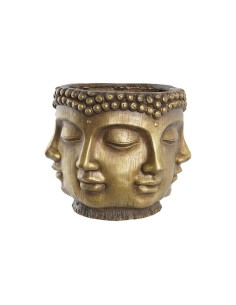 Cache-pot DKD Home Decor Doré Bois Magnésium Rond Buda Oriental 34 x 34 x 30 cm 30 x 34 x 30 cm