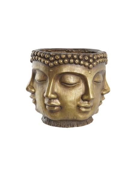 Cache-pot DKD Home Decor Doré Bois Magnésium Rond Buda Oriental 34 x 34 x 30 cm 30 x 34 x 30 cm