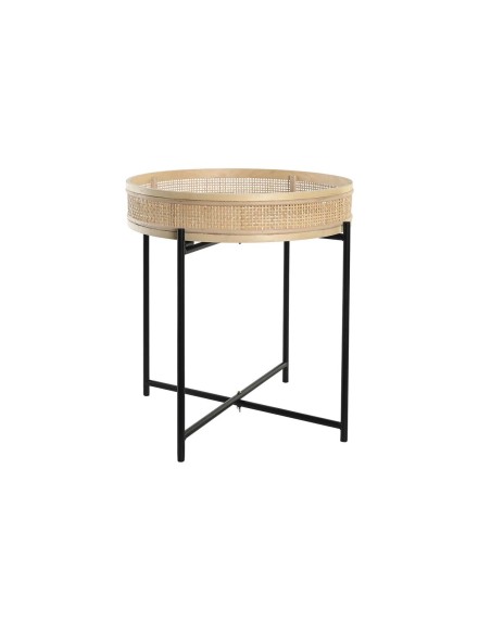 Cache-pot DKD Home Decor Naturel Noir Métal Rotin Scandinave (43 x 43 x 46 cm)