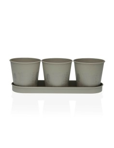Pot Versa Gris Triple Métal (11 x 33 cm)