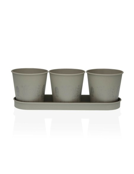 Pot Versa Gris Triple Métal (11 x 33 cm)