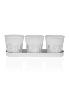 Pot Versa Blanc Triple Métal (11 x 33 cm)
