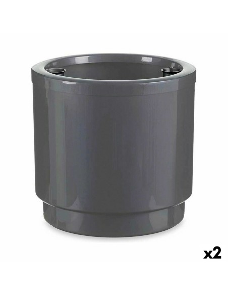 Pot auto-arrosant Ibergarden 4138-PLA Argenté polypropylène 38 x 37,5 x 38 cm 38 x 37 x 38 cm (2 Unités)