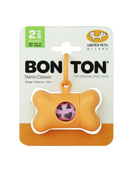 Distributeur de Sacs pour Animaux Domestiques United Pets Bon Ton Nano Classic Chien Orange Plastique recyclé (6 x 3 x 4 cm)