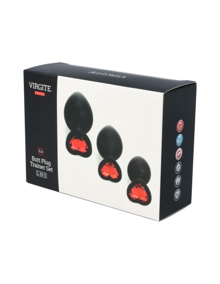Plug Anal Virgite Noir Silicone Lot 3 Pièces