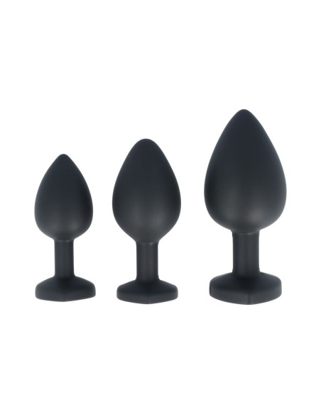 Plug Anal Virgite Noir Silicone Lot 3 Pièces