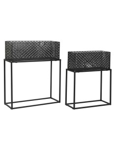 Set de pots de fleurs DKD Home Decor 60 x 22 x 70 cm Noir Métal