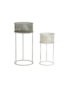 Set de pots de fleurs DKD Home Decor 33 x 33 x 70 cm Gris Métal Blanc Vintage