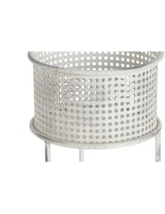Set de pots de fleurs DKD Home Decor 33 x 33 x 70 cm Gris Métal Blanc Vintage 2