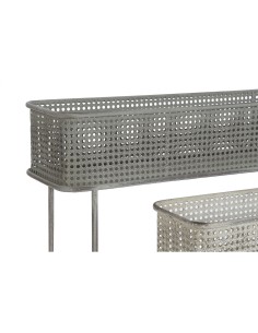 Set de pots de fleurs DKD Home Decor 100 x 22 x 70 cm Gris Métal Blanc Vintage 2