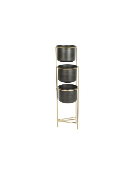 Cache-pot DKD Home Decor 30 x 21 x 80 cm Noir Doré Métal
